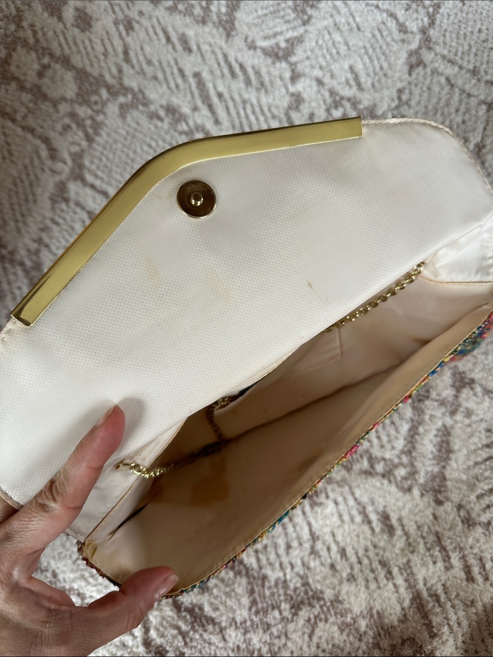 Vintage Jessica McClintock Sequin Evening Clutch Gold Chain statement bag - Picture 17 of 17